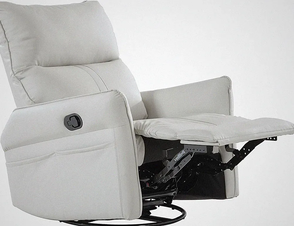 360° Swivel Rocking Recliner Glider Chair Pull Buckle Footrest, Overstuffed Seat