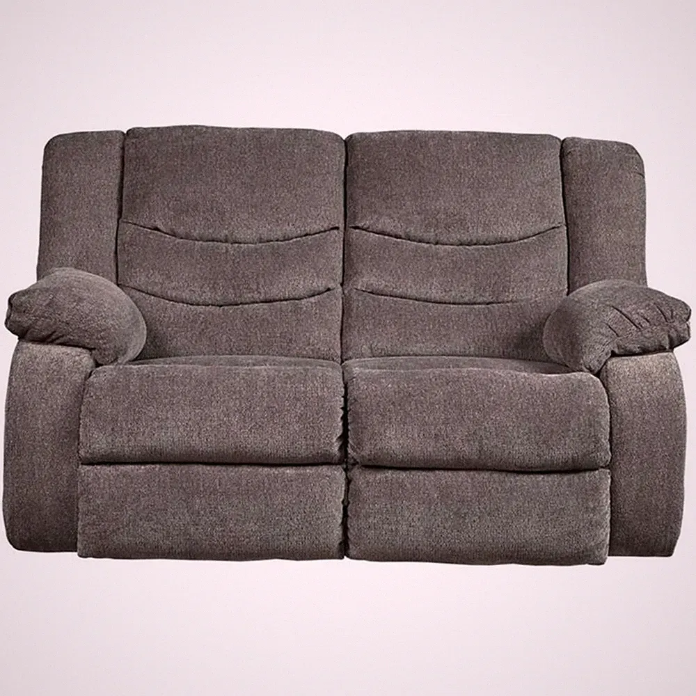 Bowery Hill Contemporary Polyurethane Upholstered Reclining Loveseat in Gray