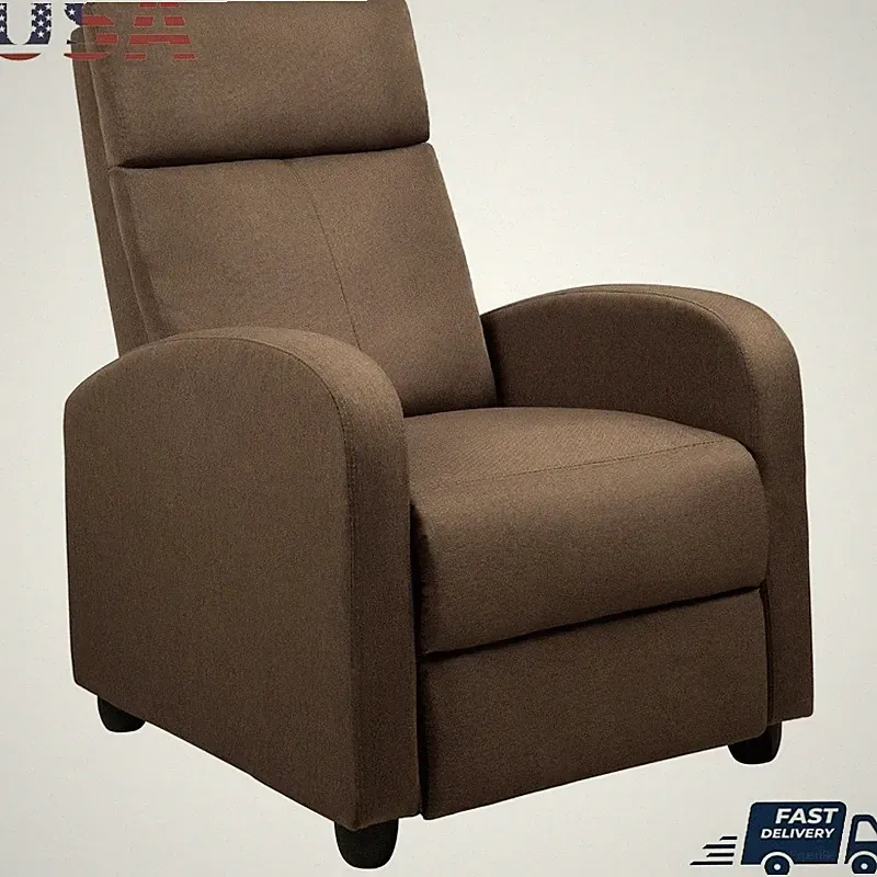 Comfortable Single Recliner PU Leather Home Theater Manual Push Back Chair New
