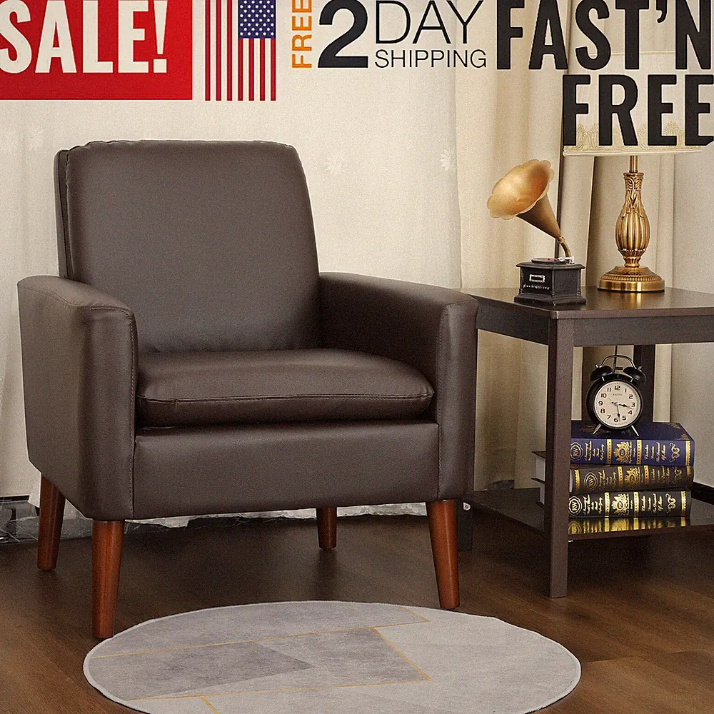 Modern PU Leather Armchair Accent Chair Single Sofa Lounge Upholstered Leisure