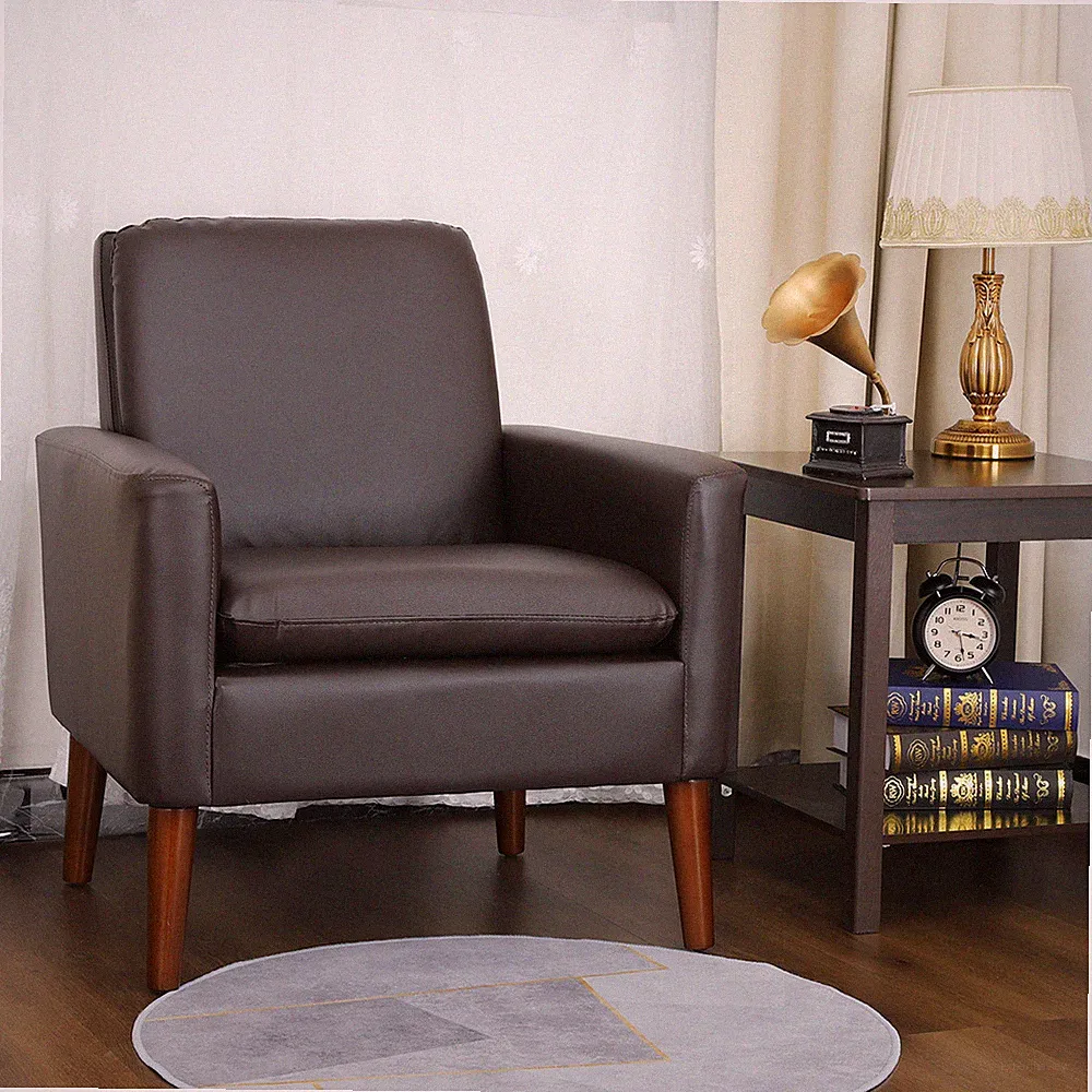 PU Leather Accent Chair Modern Single Sofa Chair Upholstered Lounge Armchair US
