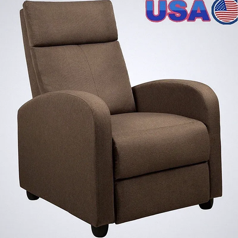 Single Recliner PU Leather Home Theater Chair Manual Push Back Multi Options New